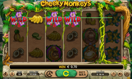 Play Cheeky Monkeys online slot at Dealers Casino