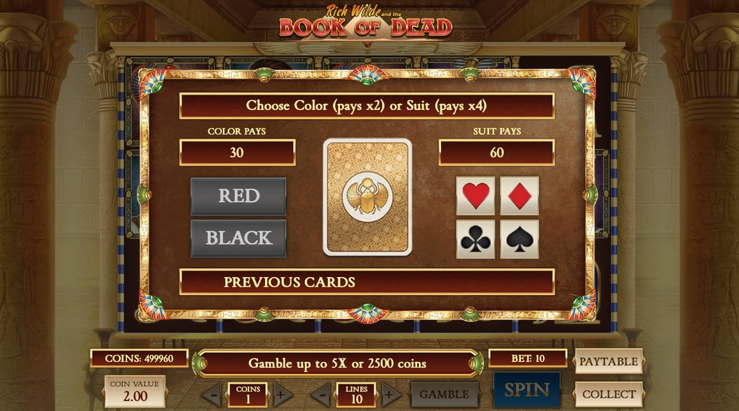 Book of Dead gamble feature