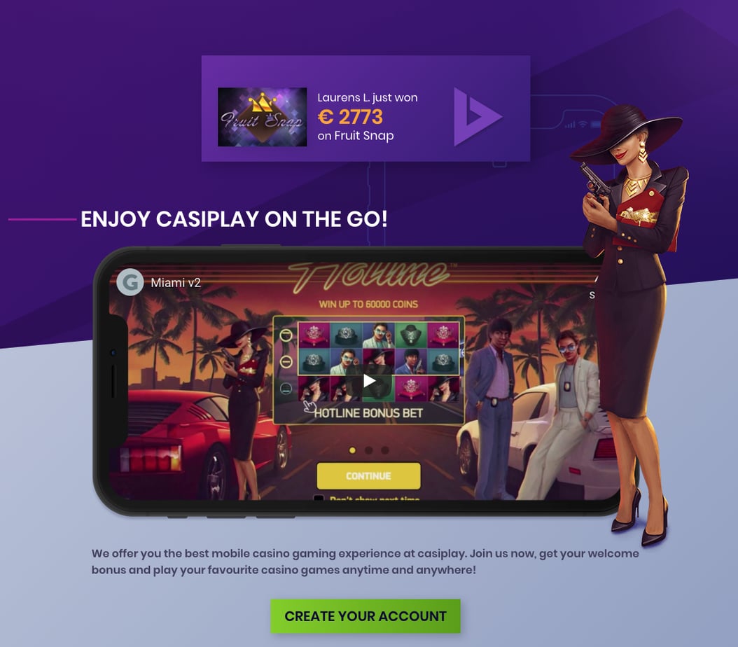 Play Casiplay Casino from your mobile device on the go