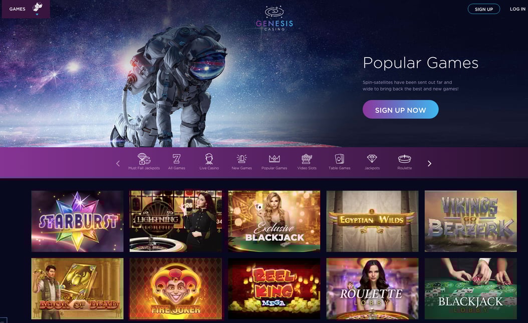 Try some of Genesis casino's popular games and read more in this casino review