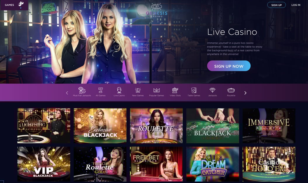 Live casino games at Genesis casino, read more in this casino review