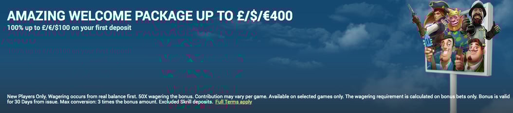 Welcome offer at Charming Slots casino review