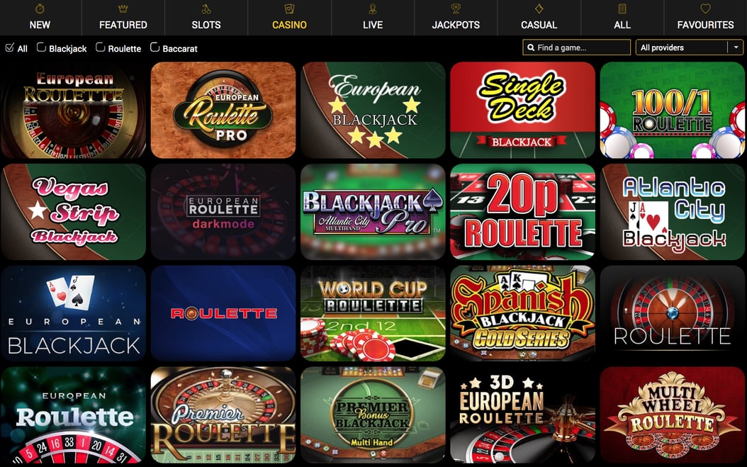 Casino games at Charming Slots casino review