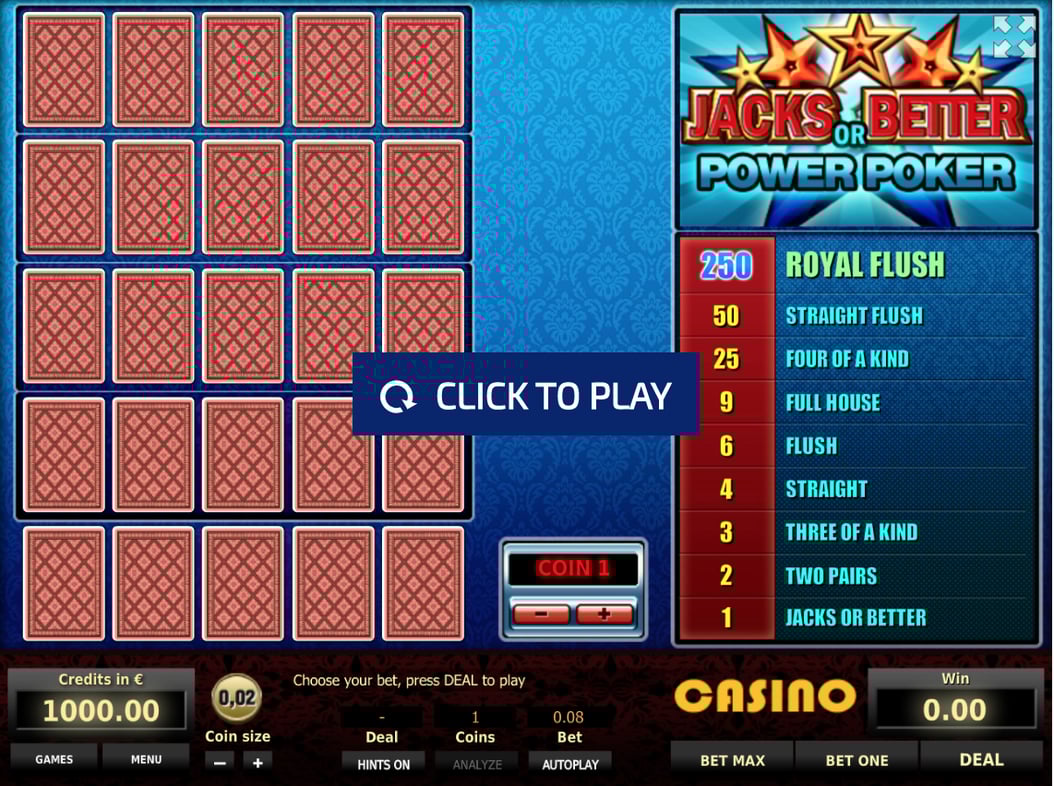 Tom Horn Jacks or Better 4 hand poker