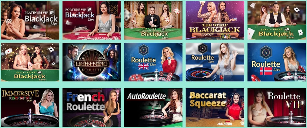 Live casino games at Billion Casino