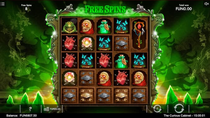 The curious cabinet slot - free spins feature