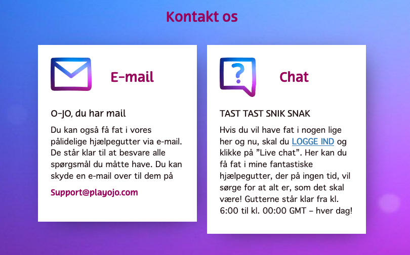 PlayOJO support