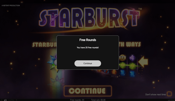 Play Starburst at Dealers Casino