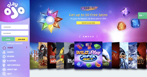 Play online casino games at PlayOjo Casino