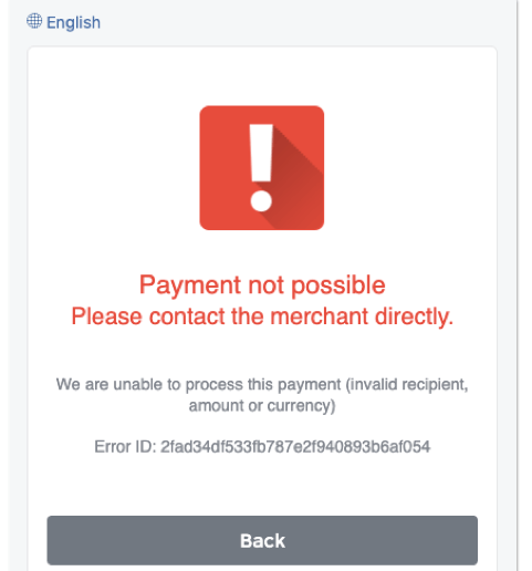 Error message for depositing