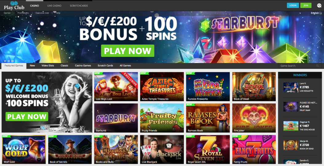 Play Club Casino Review 2019 Frontpage