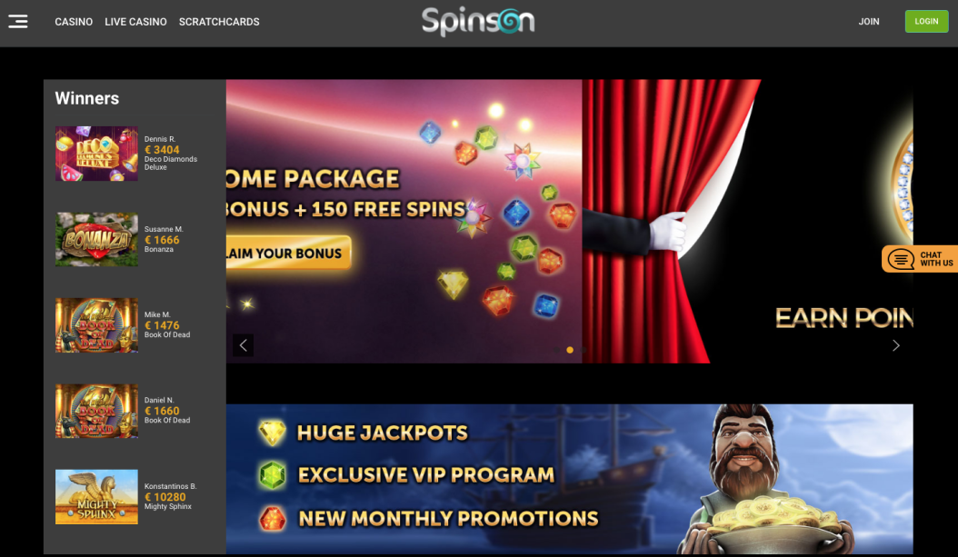 Spinson Casino Review 2019 Frontpage
