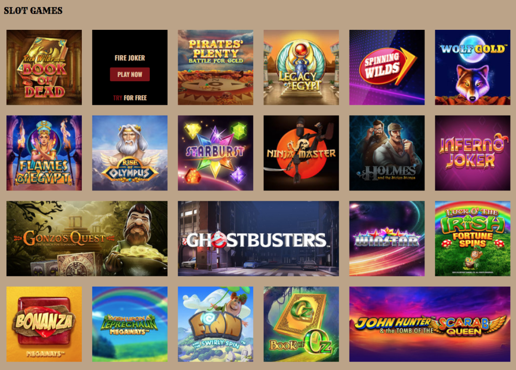 Video slots at Cozino casino; read more at this review at findfaircasinos