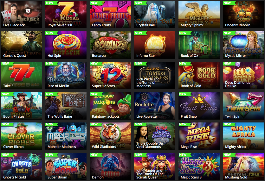 Game selection from Barbados Casino review