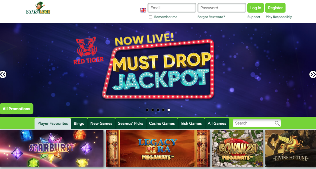 Pots of Luck Casino Review 2019 Frontpage