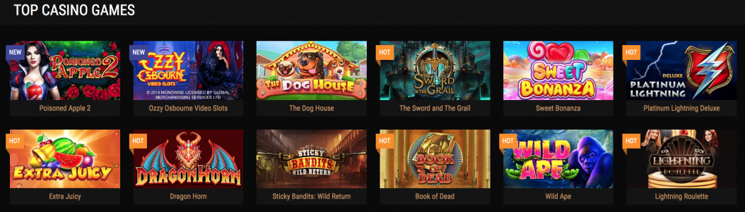 Top Games at King Billy Online Casino
