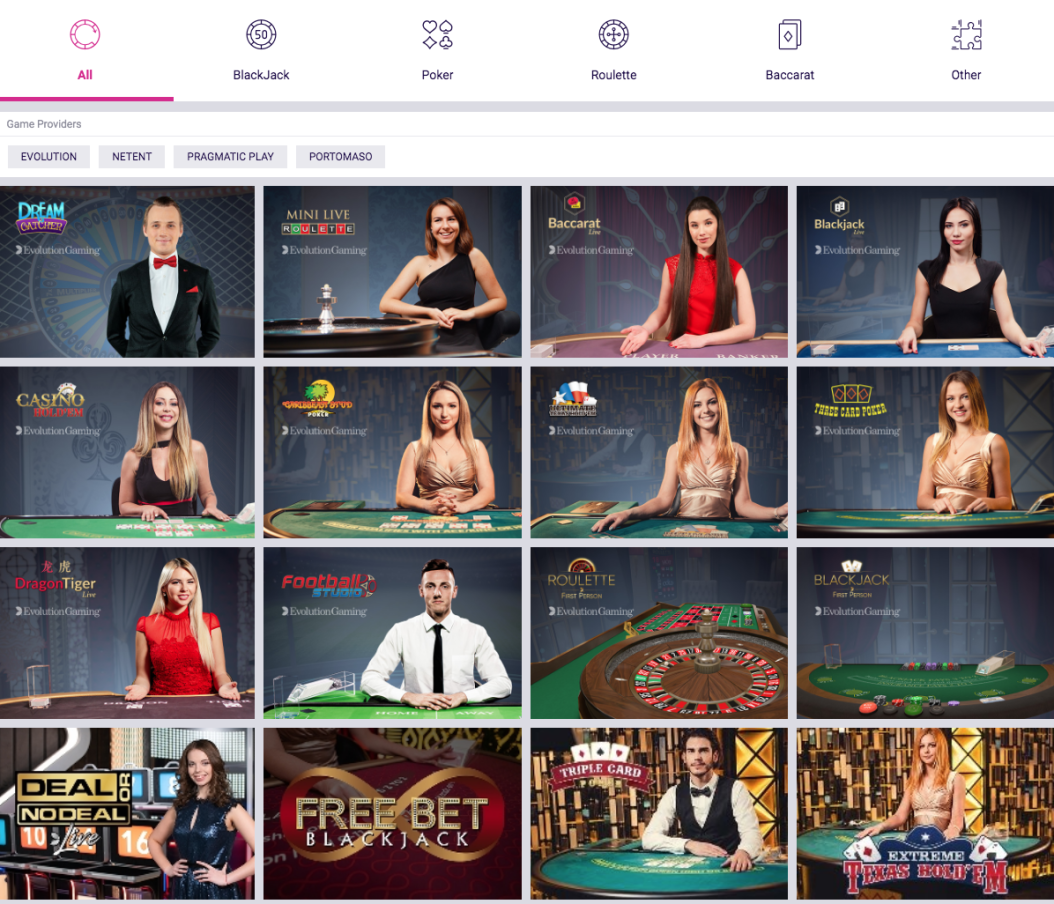 Live casino games at VBet online casino