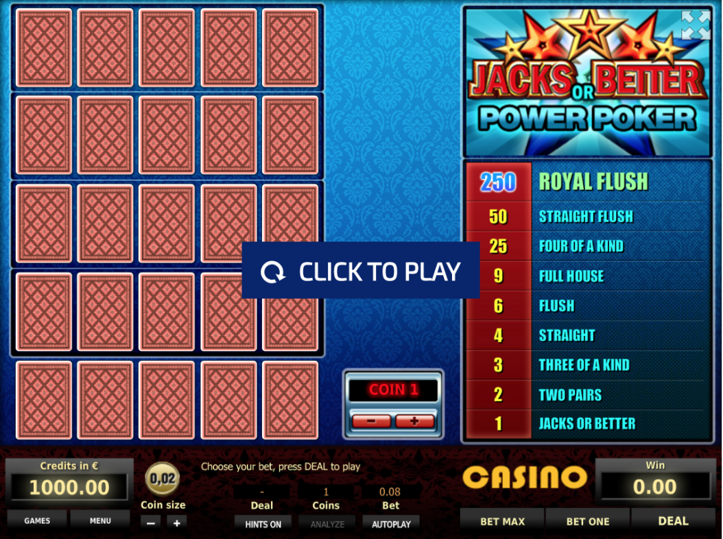 Tom Horn Jacks or Better 4 hand poker
